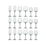 Bormioli Rocco Aurum Glass Champagne Flutes and Red White Wine Glasses - 18pc Set
