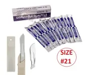 Disposable Scalpel Blades No.21 With Plastic Handle ( Box of 10 ) Sterile