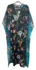 Johnny Was Ombre Garden Black Maxi Kaftan Dress L/XL Mixed Print Long Coverup