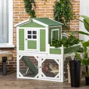 PawHut Chicken Coop with Planting Box, Nesting Box, Slide-out Tray, Green