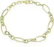 [Hoops & Loops] 14K Gold Italian Lightweight Marquise Oval and Bar Chain Link Bracelet