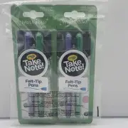 Crayola Take Note! Washable Felt Tip Pens Vivid Colors Bold Lines 2 pk (4 tot)