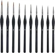 QISANKEE 10Pcs Micro Paint Brushes Set，Nail Art Brushes for Acrylic, Watercolor, Crafts, Models,Miniature Brushes for Fine Detailing