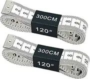 YBVABE 300cm/120 Inch Double Scale Soft Tape Measure for Body, Sewing, Tailoring, Craft, White, Fibreglass, No Lock