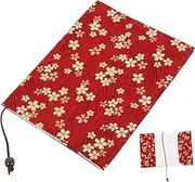 HOMSFOU Ornamental Book Protector Sleeve Hand Made Cloth Cover for Notebooks Lightweight Cherry Blossom Design for School Personal Use