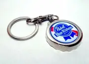PABST BLUE RIBBON Beer Can / Bottle Cap Opener Key Chain / Key Ring Handmade