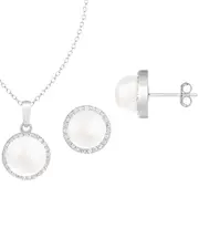 Splendid Pearls Silver 8-9mm Pearl Set