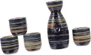 BIUDECO 5pcs Sake Jug Cups Wine Cup Ceramic Cup Ceramic Wine Glasses Wine Containers Wine Dispensers Sake Cup Sake Pot Japanese Style Cup Wine Holders Beautiful Wine Glass Ceramics
