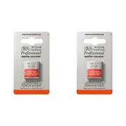 2x Winsor & Newton Professional Watercolour Paint Half Pan Cadmium Scarlet S4
