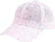[Generic] 2025 Glitter Sequin Flower Baseball Cap Women Fashion Hip Hop Hat Adjustable Mesh Trucker Sun Hat Casual Running Caps