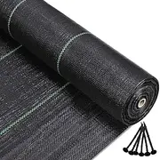 Weed Barrier Fabric, High Density Woven Landscape Fabric Easy to Install Biodegradable Horticultural Landscape Fabric with 100pcs Ground Nails (Size : 0.6x200m)