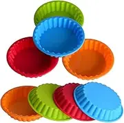 Silicone Round Baking Pan, QNLEMON 12 Pieces Reusable Mini Tart Pan Non-Stick Cake Mold Pastry Baking Molds Fruit Tart Quiche Moulds