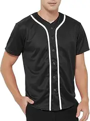 [TOPTIE] Men's Baseball Jersey Plain Button Down Shirts Team Sports Uniforms