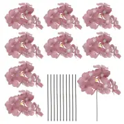 10 Sets Artificial Hydrangea Flower Heads with Stems for Bouquet,Deep Red