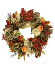 Creative Displays 31in Traditional Fall Wreath Magnolia Leaves, Pomegranate & Wheat