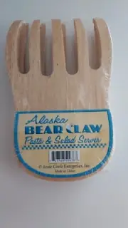 Alaska Bear Claw Salad Pasta Server Light Blonde Wood Arctic Circle Farm Country