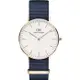 【Daniel Wellington】貝斯沃特午夜藍NATO錶帶石英腕錶-金框/40mm-DW00100277