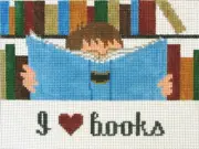 I Love Books Hand Painted Needlepoint Canvas