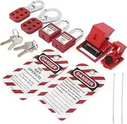AKLOSIPY Lockout Tagout Ultifunctional with Hasp Warning Tag Red Padlock Portable May Be with The Locking Splint at The Bottomlock Off Kit for Electricians Isolator Padlock Lockout Lock