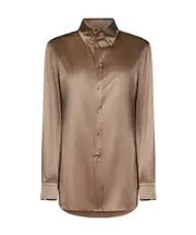 Ralph Lauren Button-Down Long-Sleeved Satin Shirt 6 Beige