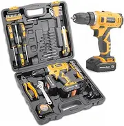 [MasterSpec] 47Pcs 12V Cordless Drill Driver Set Household Hand Tool Kit w/ 2 Batteries