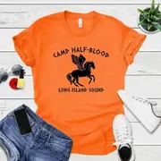 Camp Half Blood Women T Shirts Vintage Clothes Percy Jackson T-shirts Short Sleeve Graphic Tee Streetwear Women Top Magical Gift orange XL