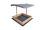 Kids Wooden Toy Sandpit with Adjustable Canopy