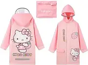 [Many Rainbows] Hello Kitty & Strawberry Hooded Rain Coat Jacket Poncho Outwear for Girls Kids Children