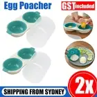 2x Draining Egg Boiler Set Edible Silicone Double Microwave Egg Poacher Cookware