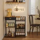 Coffee Bar Cabinet, Coffee Stand Station with Drawer for Coffee Accessories S...