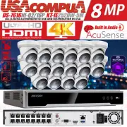 Hikvision 4K Compatible 16CH 5MP POE Security Camera System Dual Light Audio Lot