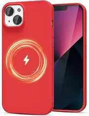 LoeoeL for iPhone 13 Mini/ 12 Mini Case Silicone Mag Safe, Magnetic Compatible with Magsafe Phone Case, Thin Slim Wireless Charging Matte TPU Soft Rubber Gel Solid Plain Cover for Women Men, Red