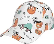 [pvinnk] Funny Cute Animal Sloth Music Print Stylish Hat Headwear Hat Baseball Cap Adjustable Snapback Hat for Men and Women Black, Black, One Size