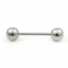 Straight Barbell Tongue Ring 14G with 8mm Balls Surgical Steel