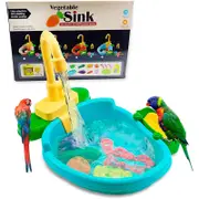 Nevenka Automatic Parrot Shower Bathtub with Faucet for Ferret Goldfinch-Pink-Green