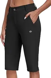 [MoFiz] Womens 15" Hiking Long Shorts Below Knee Length Capri Cargo Shorts Lightweight Quick Dry Bermuda Shorts