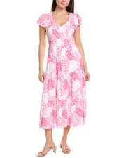 Sail to Sable Smocked Midi Dress Pink