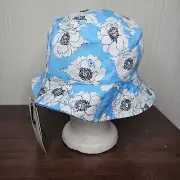 Steve Madden Bucket Hat Twill Pencil Floral Blue UPF 50 Water Resistant NEW