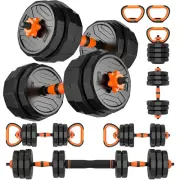 4-in-1 Adjustable Dumbbells Set, Barbell, Kettlebells, Push Up Stand, Home Gym