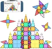 PicassoTiles 101pcs Magnetic Building Block Toy + Case Set Magnet Tile Construction Blocks for Ages 3 and Up Educational Kit Child Brain Development Learning Playset in Portable Travel Carry Bin