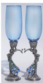 Fellowship Foundry Pewter Peacock Goblets