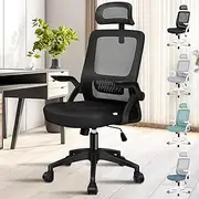 ALFORDSON Mesh Ergonomic Office Chair with Adjustable Headrest & Flip-up Armrest, Tilting Executive Computer Desk Chair with SGS Listed Gas-Lift, Swivel Gaming Chair(All Black)