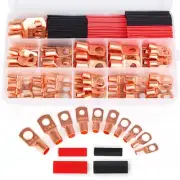 130pcs Copper Wire Lugs with Heat Shrink Tubing for Electrical Connections