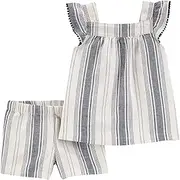 [Carter's] Baby Girls Linen Stripe Shorts Set