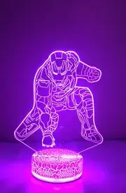 Iron Man 3D Night Light Multi Color Changing Illusion Lamp For Kids Gift