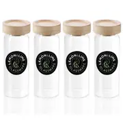 4PK Lemon & Lime Woodend Beech 175ml/13.5cm Glass Jar w/ Lid