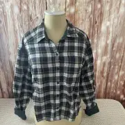 American Eagle Plaid Button Up Crop Top Size Large Christmas Colors