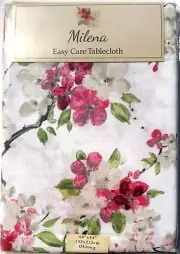 Benson Mills Milena Pink Dogwood Flowers Textured Tablecloth 3 Oblong Sizes