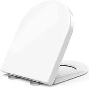 QIXIAOTOUQI Toilet Seat Soft Close Soft Close Toilet Seat,Universal Toilet Seat with Adjustable Stainless Hinges,U Shape Shape Toilet Lid Loo Seat Bottom Fixing/Top Fixing, Quick Realease