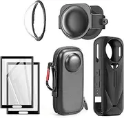 Pidynx Protection Bundle for Insta360 X5｜Silicone Case + Lens Cover + PC Protective Lens + Storage Bag + 2X Tempered Glass Screen Protectors｜Full Coverage & Easy Storage
